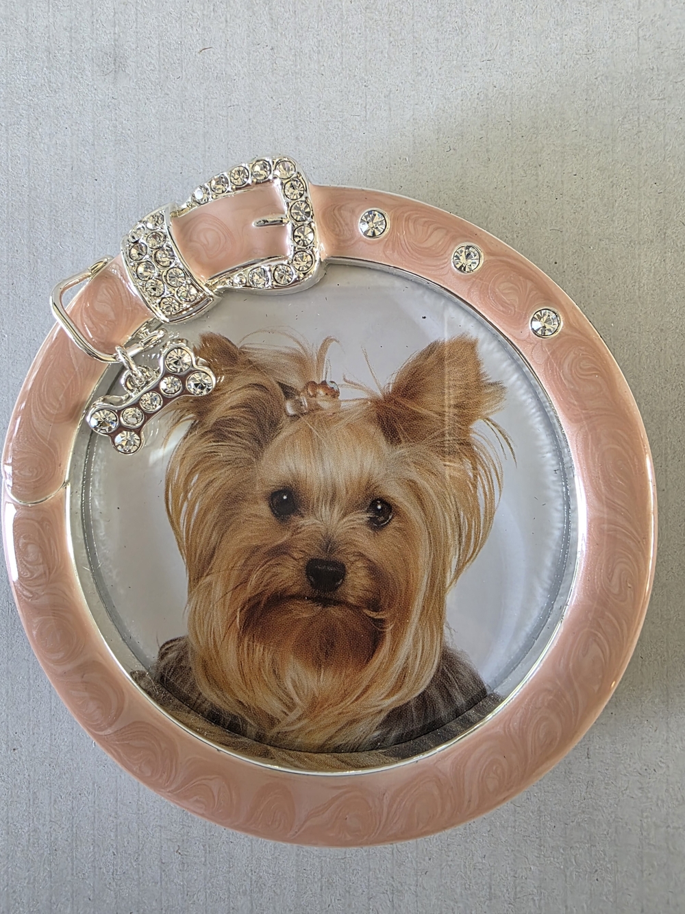 Crystal-Accent Pink Dog Photo Frame